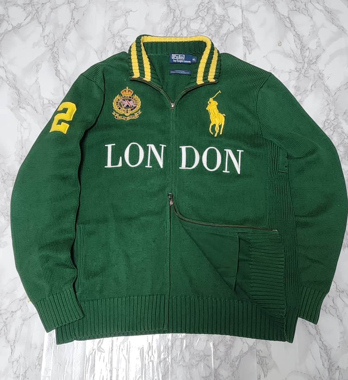 폴로 랄프로렌 빅포니 딥그린 런던 니트 집업 자켓 상품이미지1
