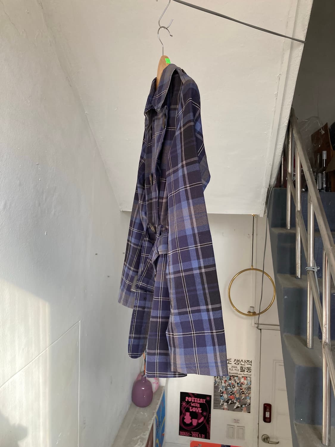 타미힐피거 체크 왕버튼 미디 자켓 상품이미지4