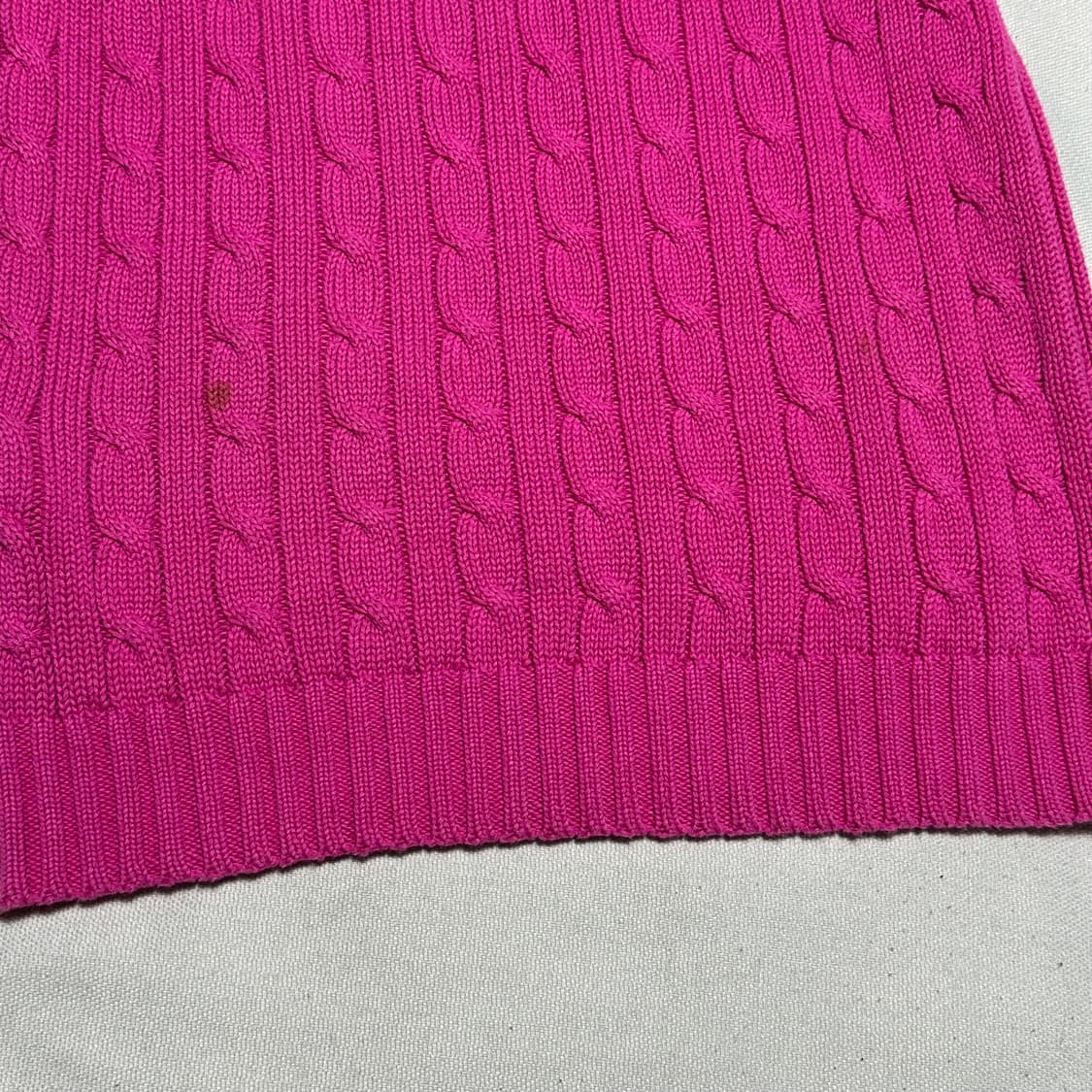 XS 폴로랄프로렌 여성용 브이넥 핑크 케이블 니트 상품이미지8