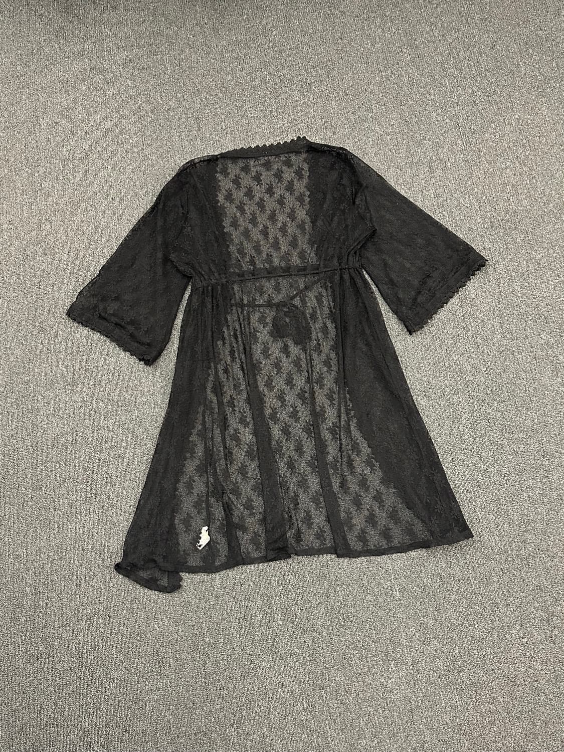 M)Japanese vintage 여성 블랙 시스루 레이스 코트 가디건 상품이미지5