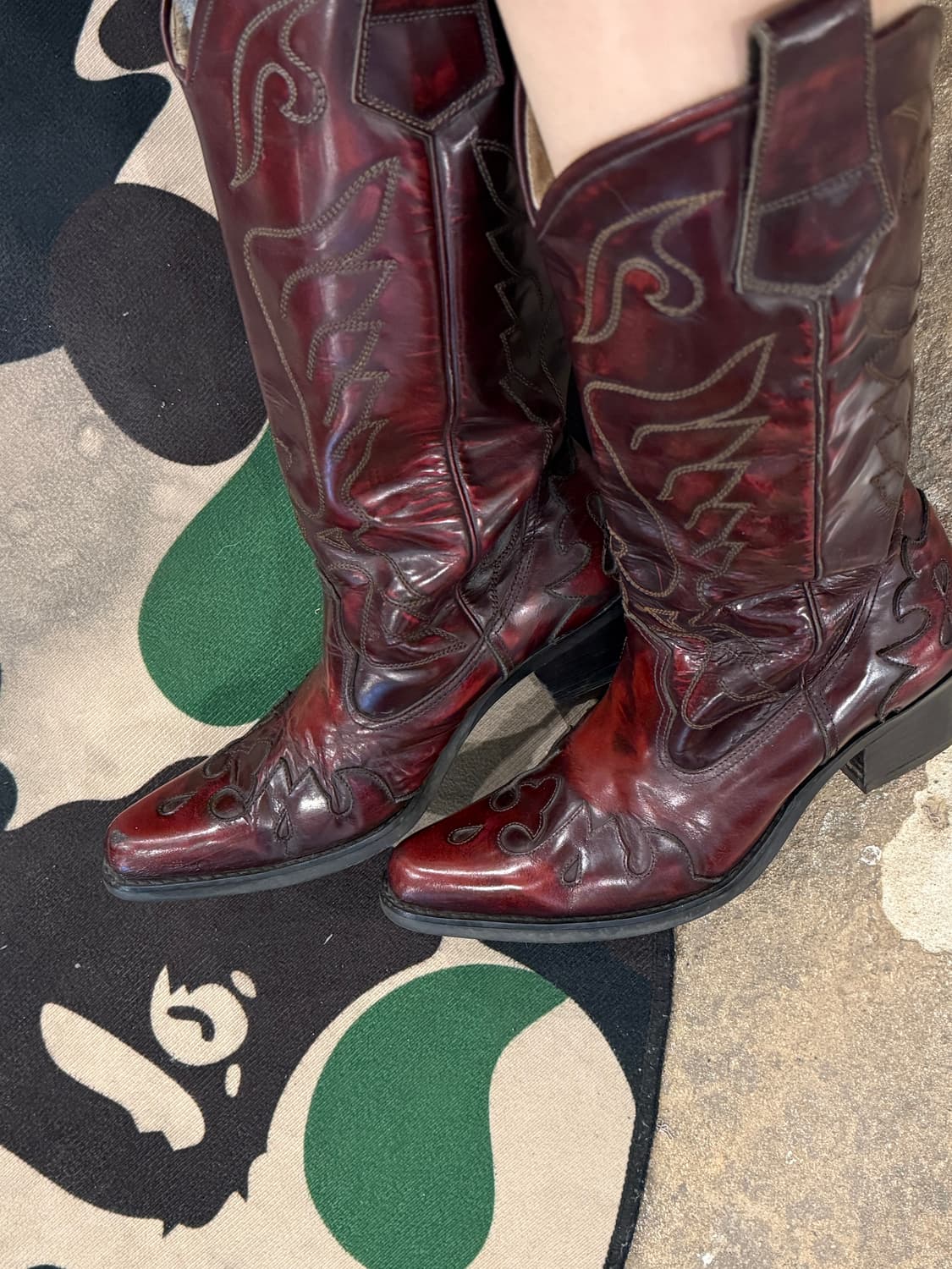 빈티지 웨스턴 부츠 버건디 상품이미지9