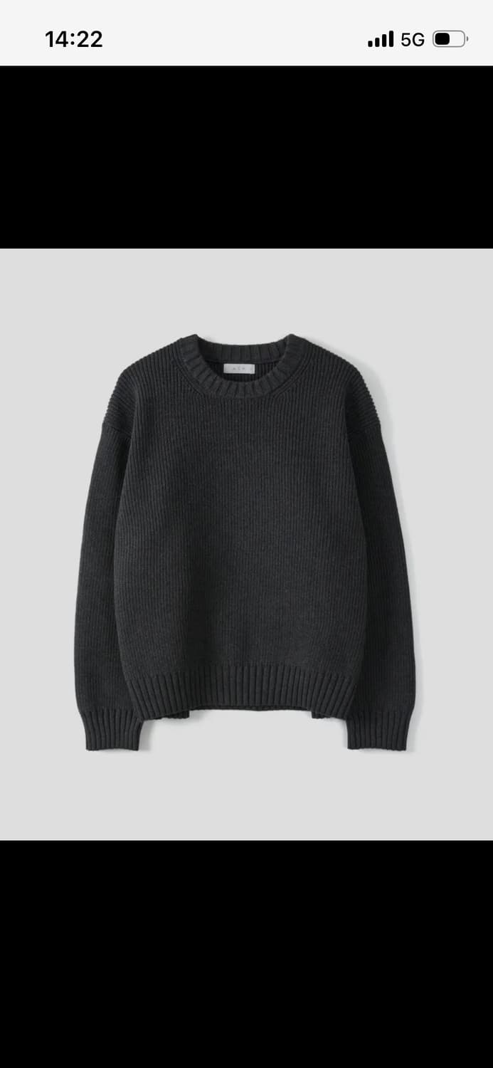 애습 인텔리 코튼 크루넥 니트 차콜 xl 상품이미지1