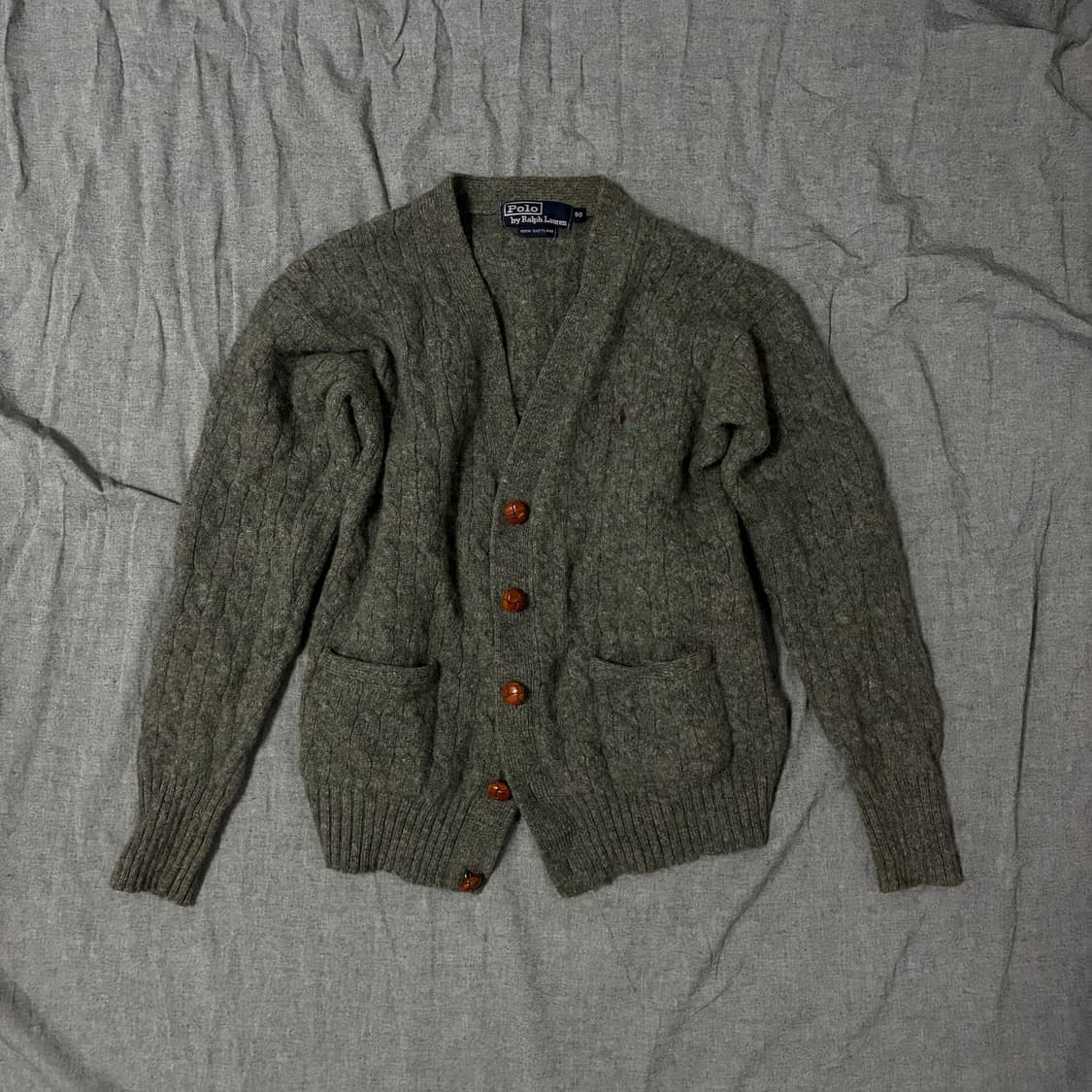 폴로 랄프로렌 꽈배기 울 가디건 그레이 90 상품이미지1