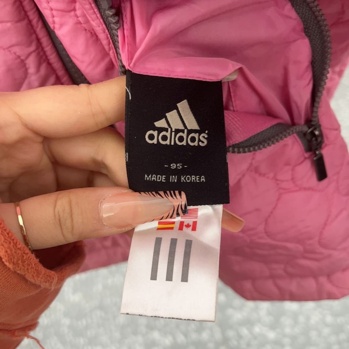 아디다스 올드스쿨 Y2K 그레이핑크 바람막이 퀄팅자켓 95 C08278 상품이미지6