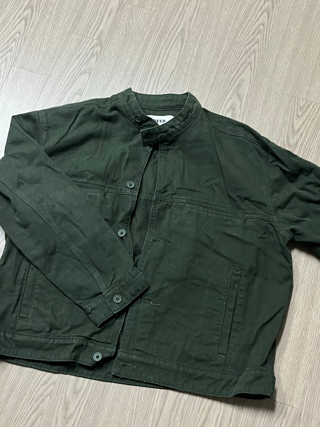 [새상품] 오버핏 카키 차이나카라 청자켓 상품이미지7