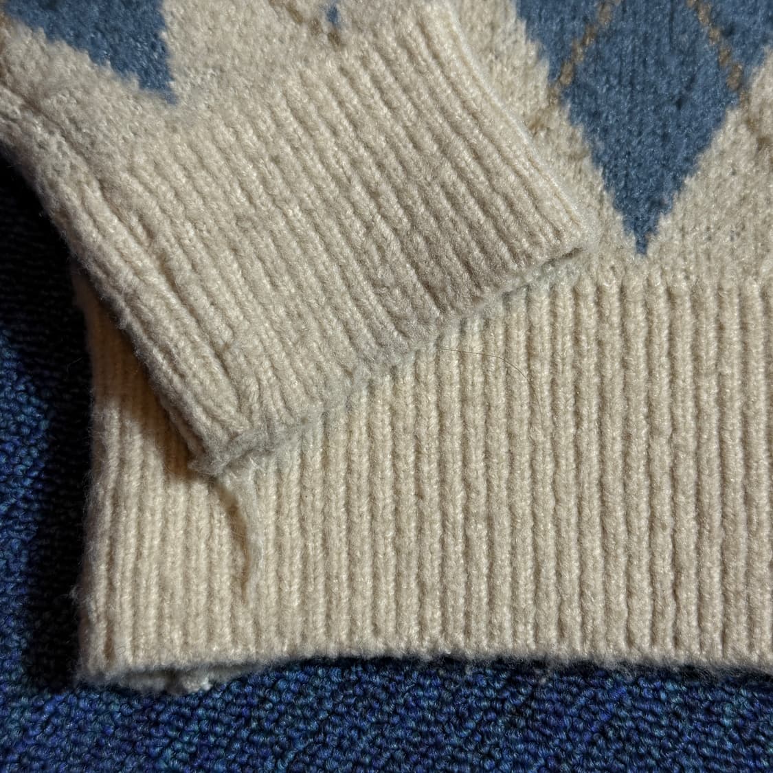 빈티지 아가일 체크 니트 가디건 상품이미지3