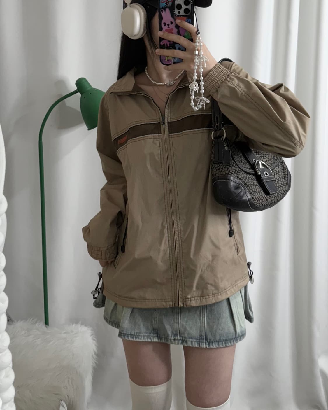 카멜 브라운 오버핏 후드 바람막이 상품이미지2