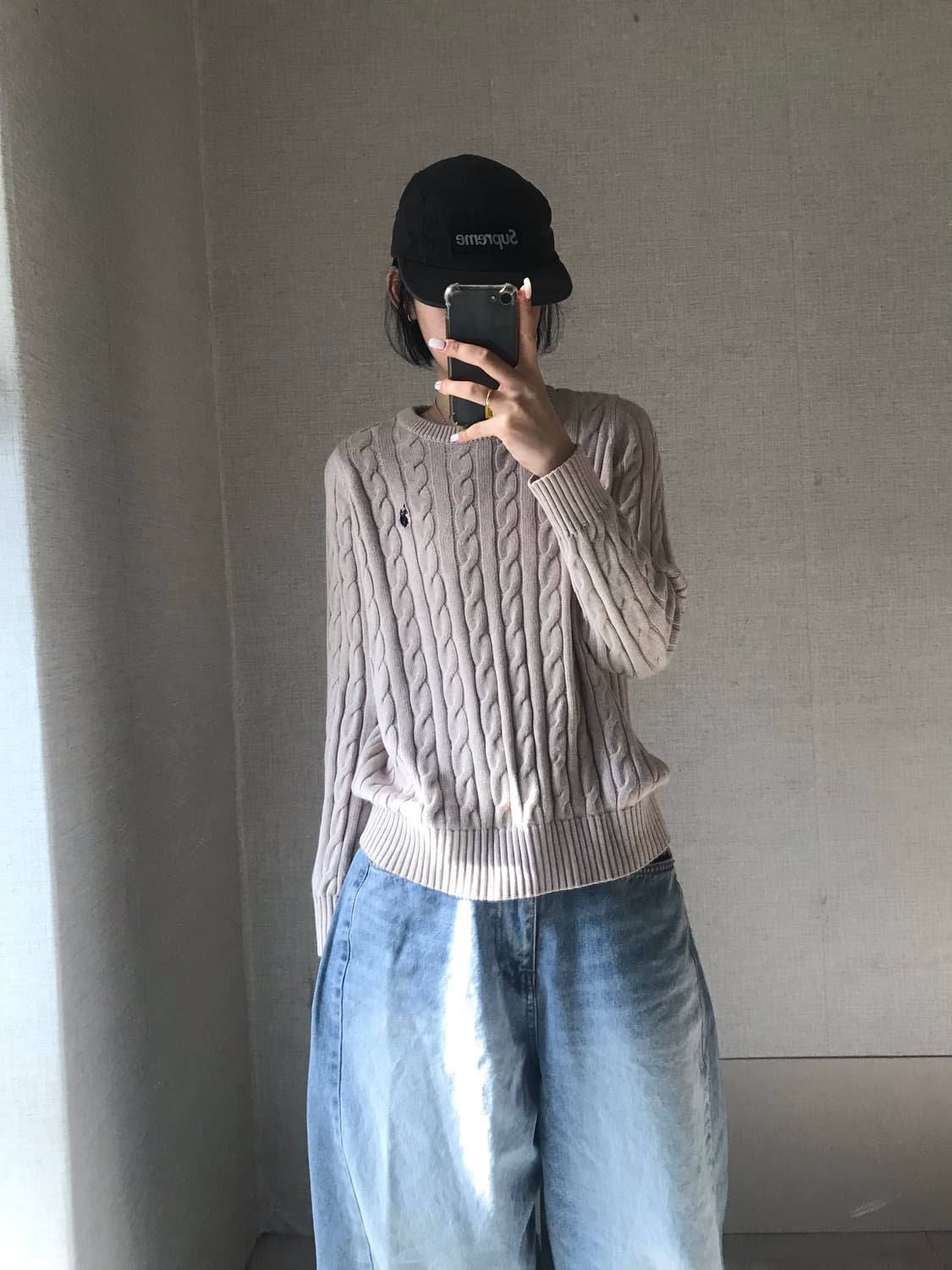 폴로 아쎈 베이지 케이블 니트 상품이미지2