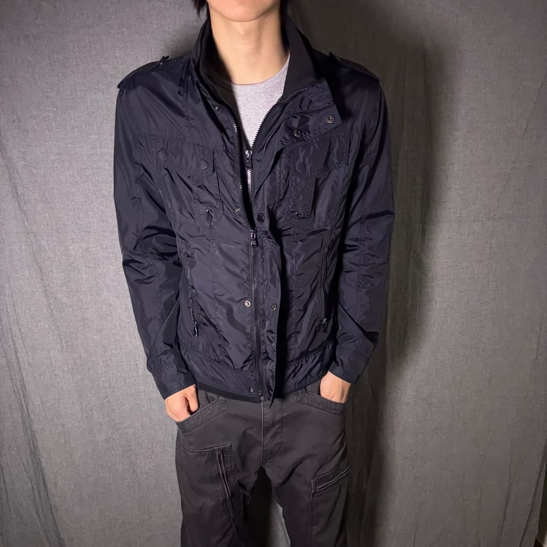 y2k 포켓 바람막이 자켓 네이비 상품이미지1