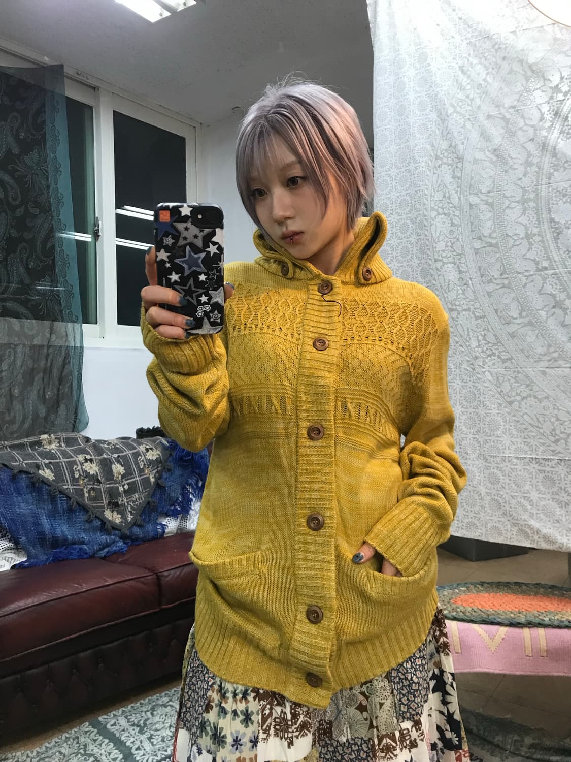 JACKROSE 빈티지 하이넥 니트 롱 가디건 상품이미지1