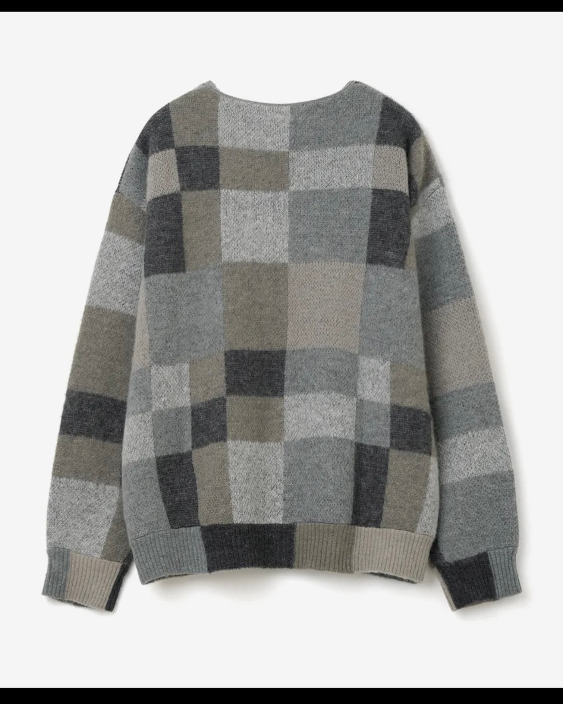 밀로 컬러 블록 오버사이즈 가디건 그레이 상품이미지3