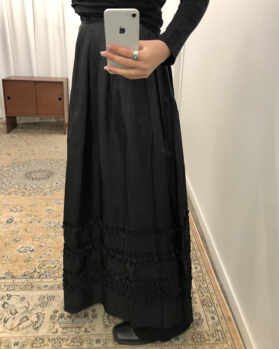 블랙 프릴 플리츠 스커트 상품이미지5