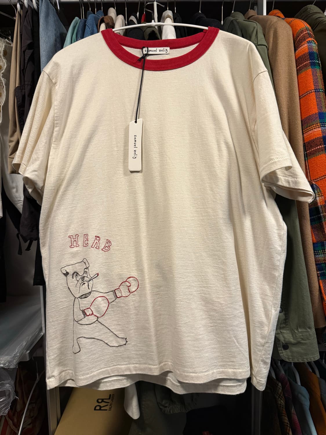 SAMUEL ZELIG BOXING TEE - NATURAL/RED 상품이미지3