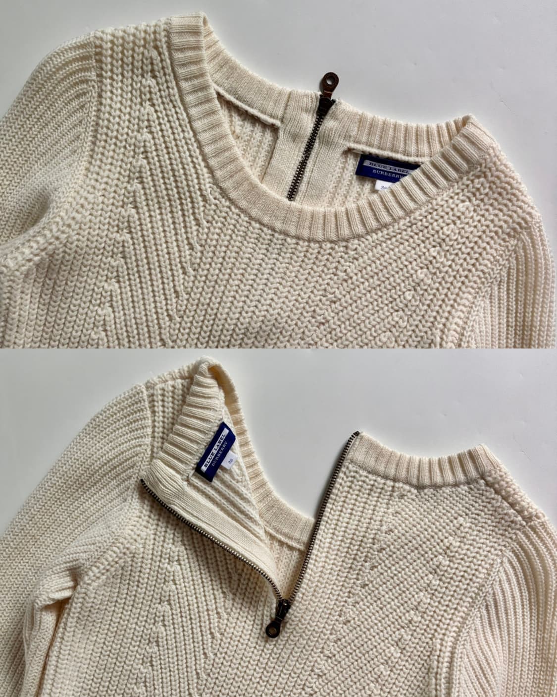 Burberry 버버리 블루라벨 아이보리 케이블 니트 원피스 상품이미지5