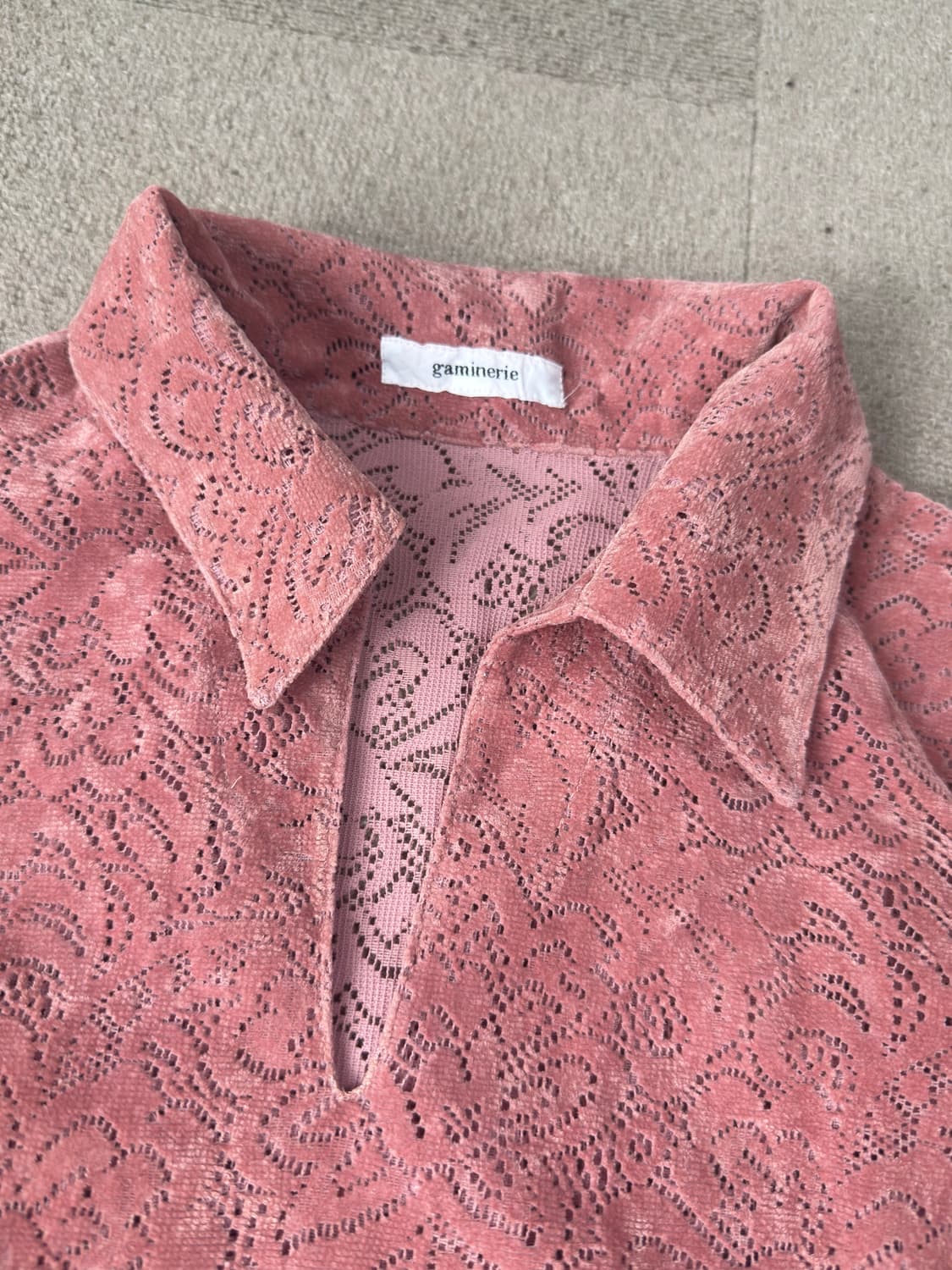 인디고 핑크 벨벳 시스루 탑 상품이미지2