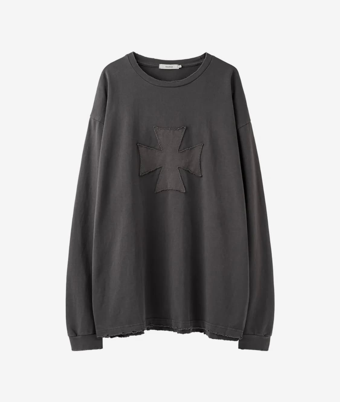 아르반 크로스 아플리케 디스트로이드 롱슬리브 페이드 그레이 상품이미지1