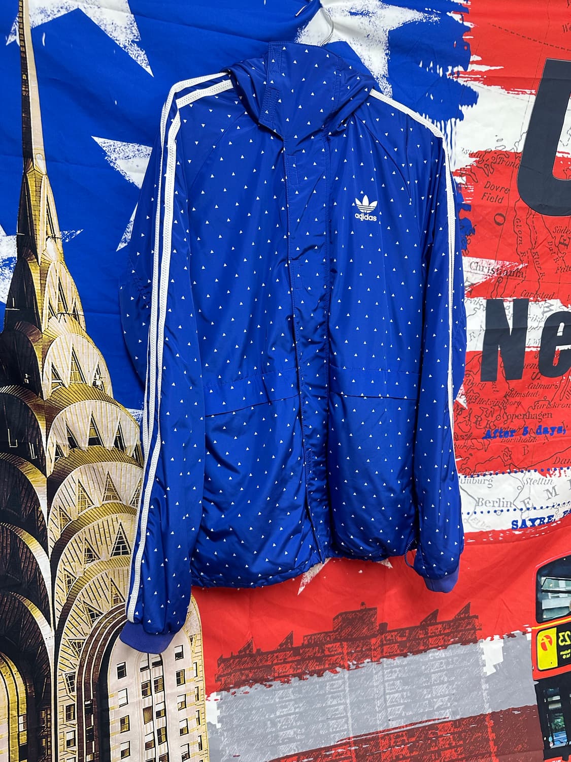 새상품급 퍼럴x아디다스 오버핏 바람막이 기모점퍼s90 상품이미지3