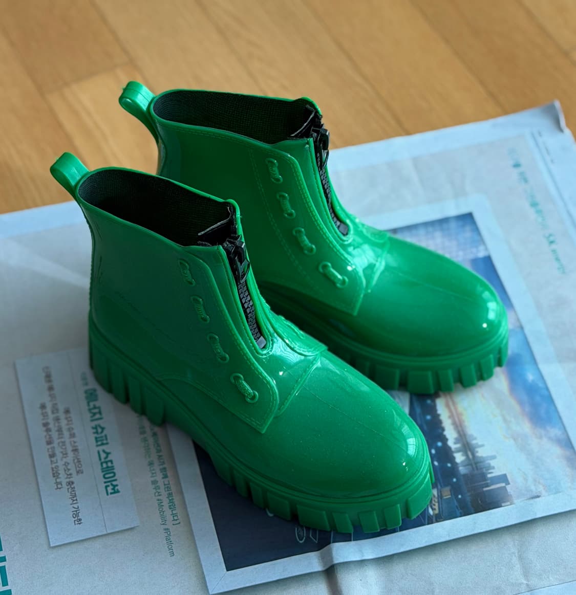 앞지퍼 레인부츠 장화 그린 초록 컬러 230 상품이미지5