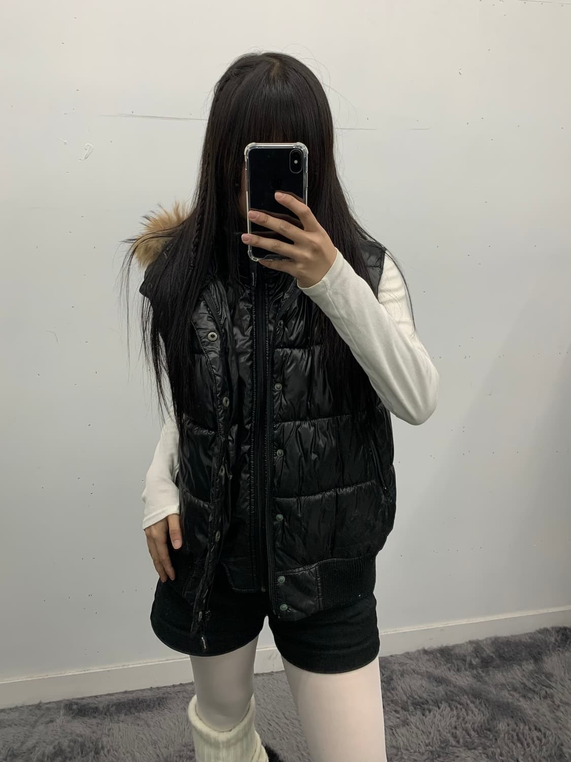 Y2k 투웨이 퍼 다운 베스트 상품이미지2