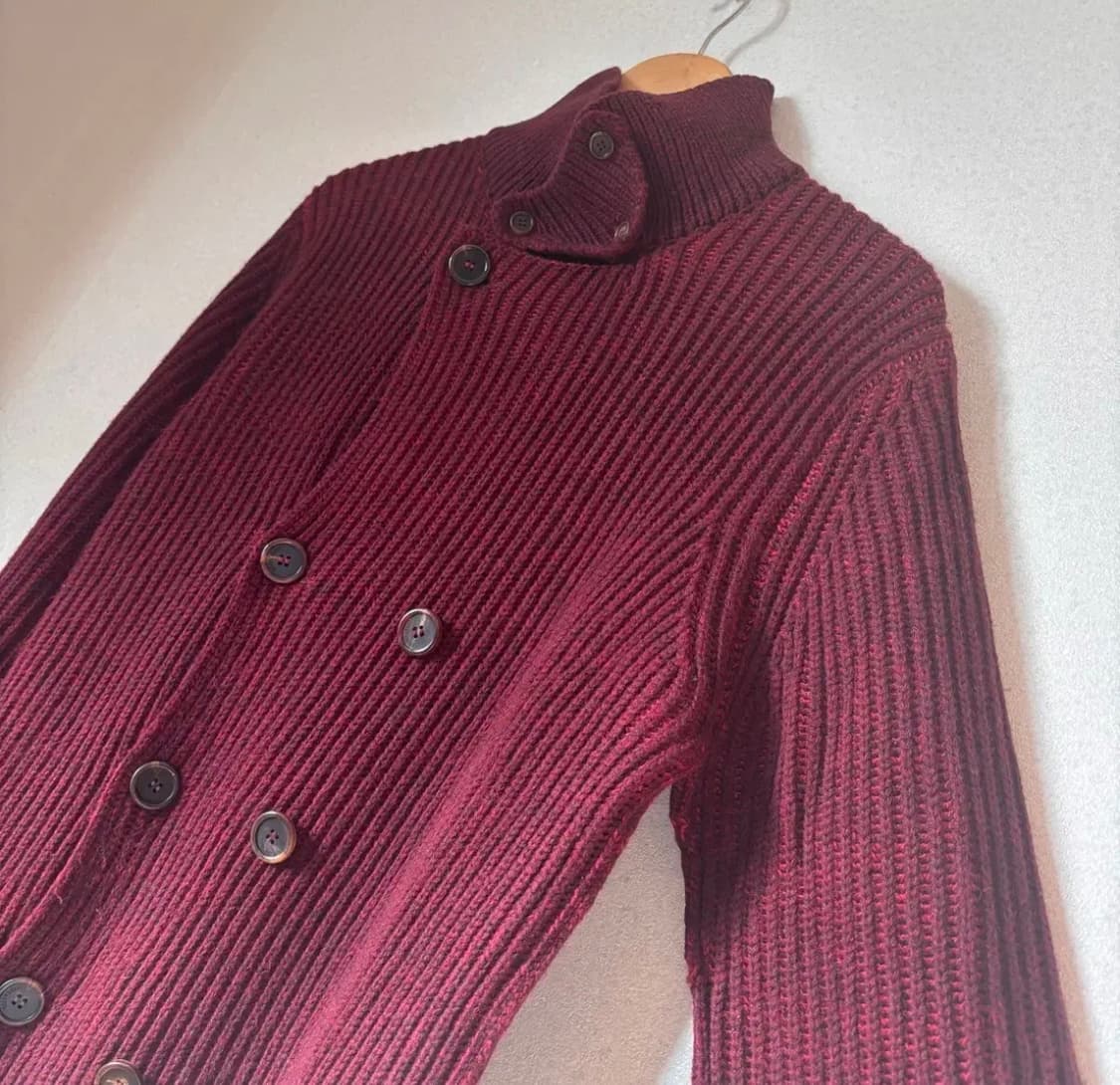 인터메조 캐주얼 더블 니트 가디건 100 버건디 볼륨 상품이미지5
