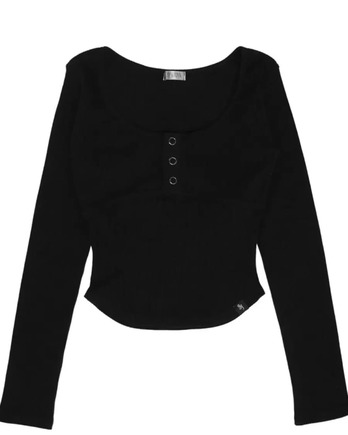 시너진 - Line button long sleeve [Black] 상품이미지1