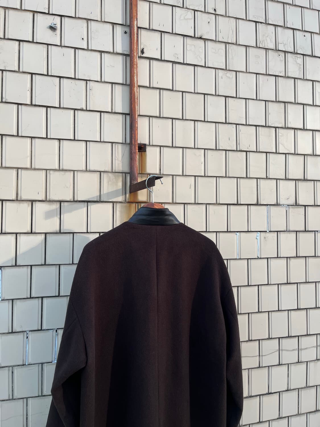 KIYOKO TAKASE 레더 카라 브라운 발마칸 코트 상품이미지8