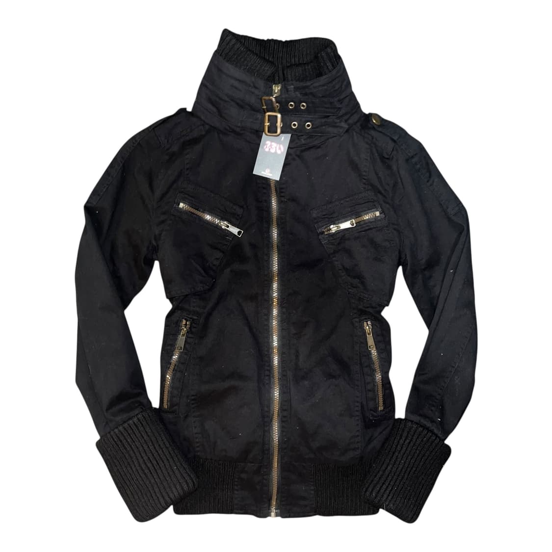 넥버클 니트소매 면자켓 y2k갸루펑크 상품이미지1