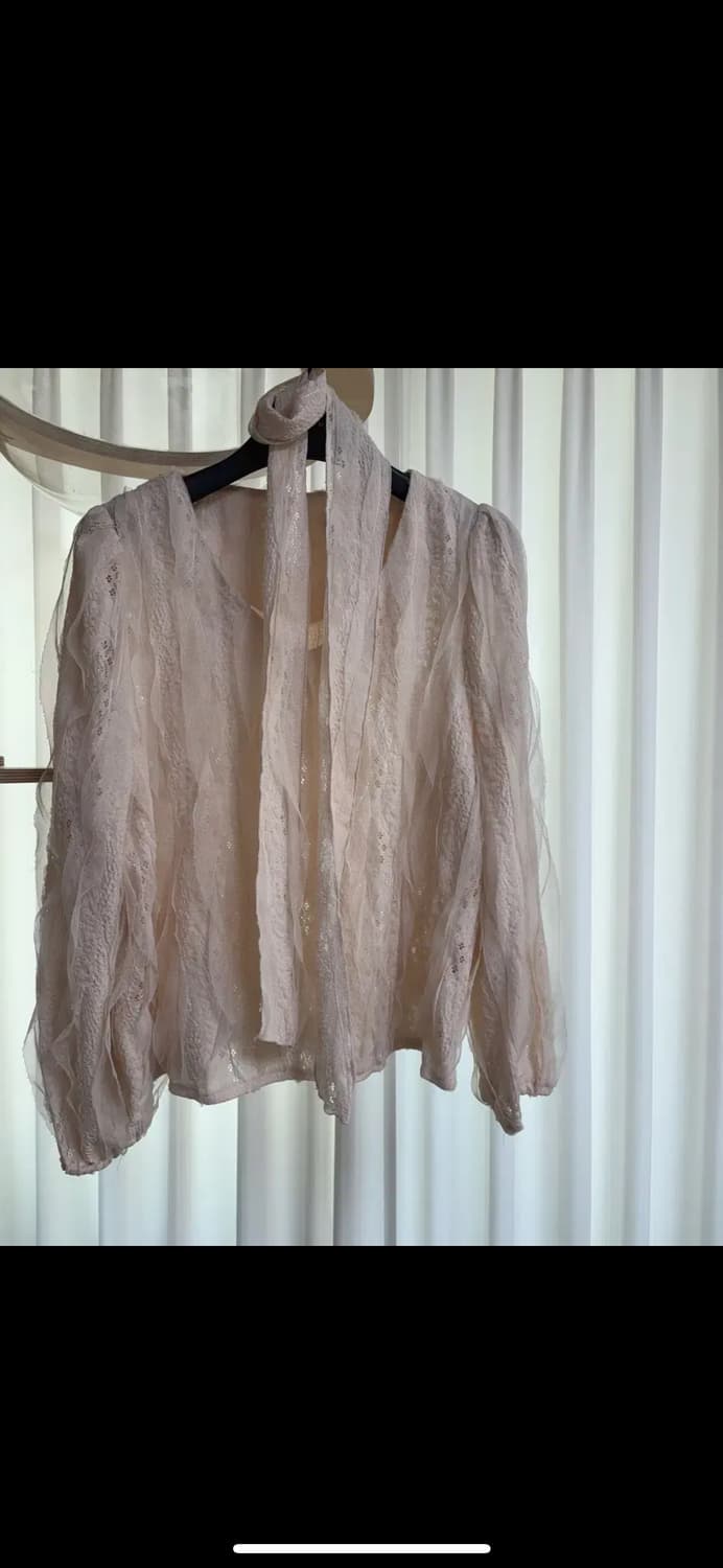 유어네임히얼 여린이타이블라우스 - 라이트 베이지 상품이미지6