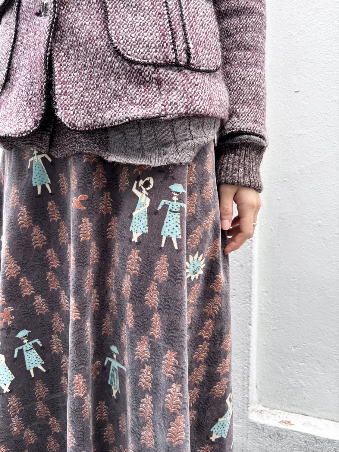 빈티지 패턴 미디스커트 상품이미지4