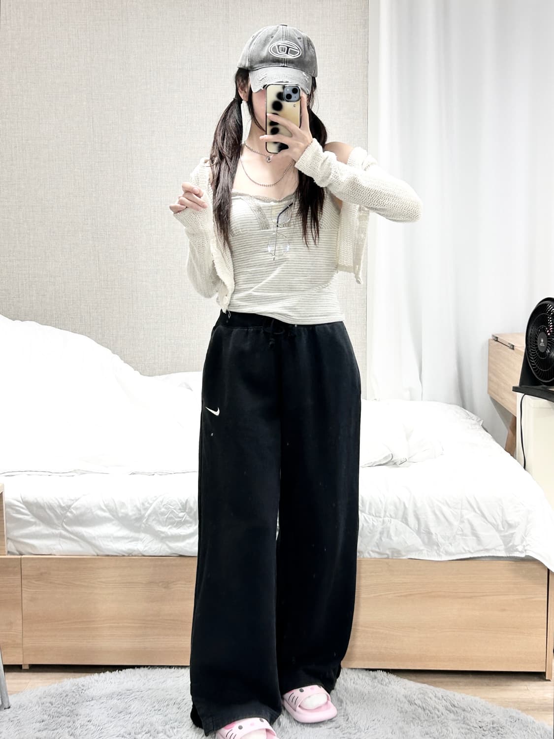 나이키 스우시 블랙 와이드팬츠 상품이미지3