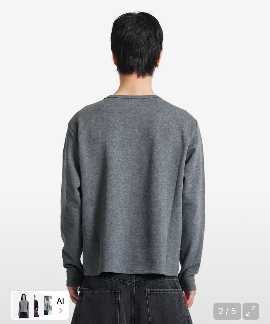 기철 헨리넥 롱슬리브 차콜 상품이미지2