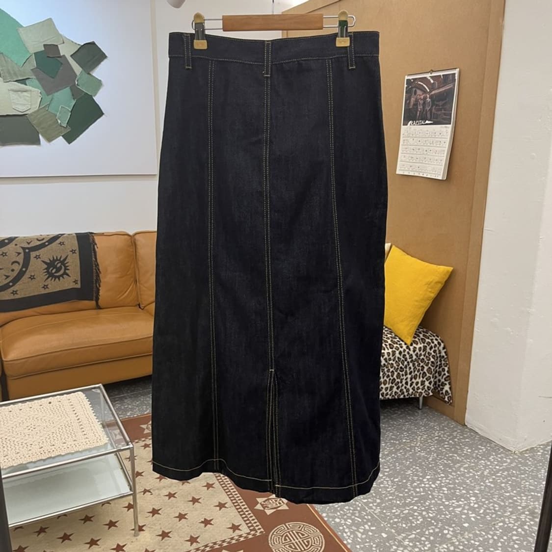 미쏘 빈티지 캐주얼 스티치 데님 롱스커트 28인치 C10403 상품이미지4