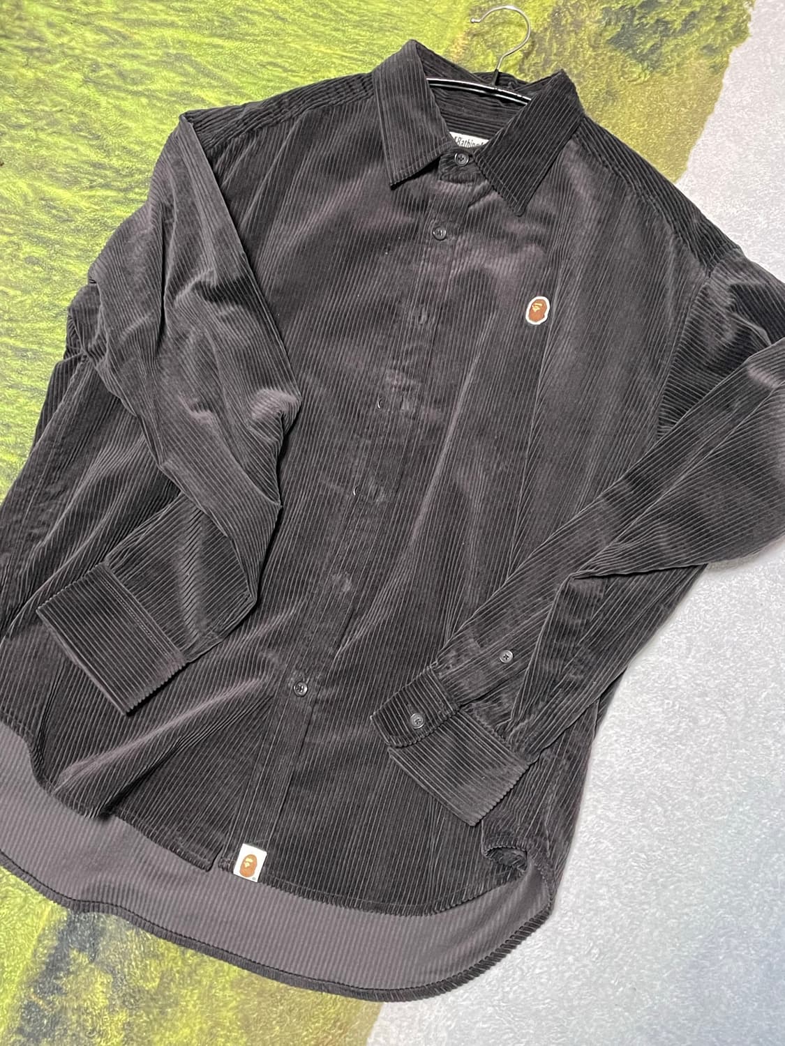 BAPE 에이프 헤드 원 포인트 코듀로이 셔츠 블랙 상품이미지1