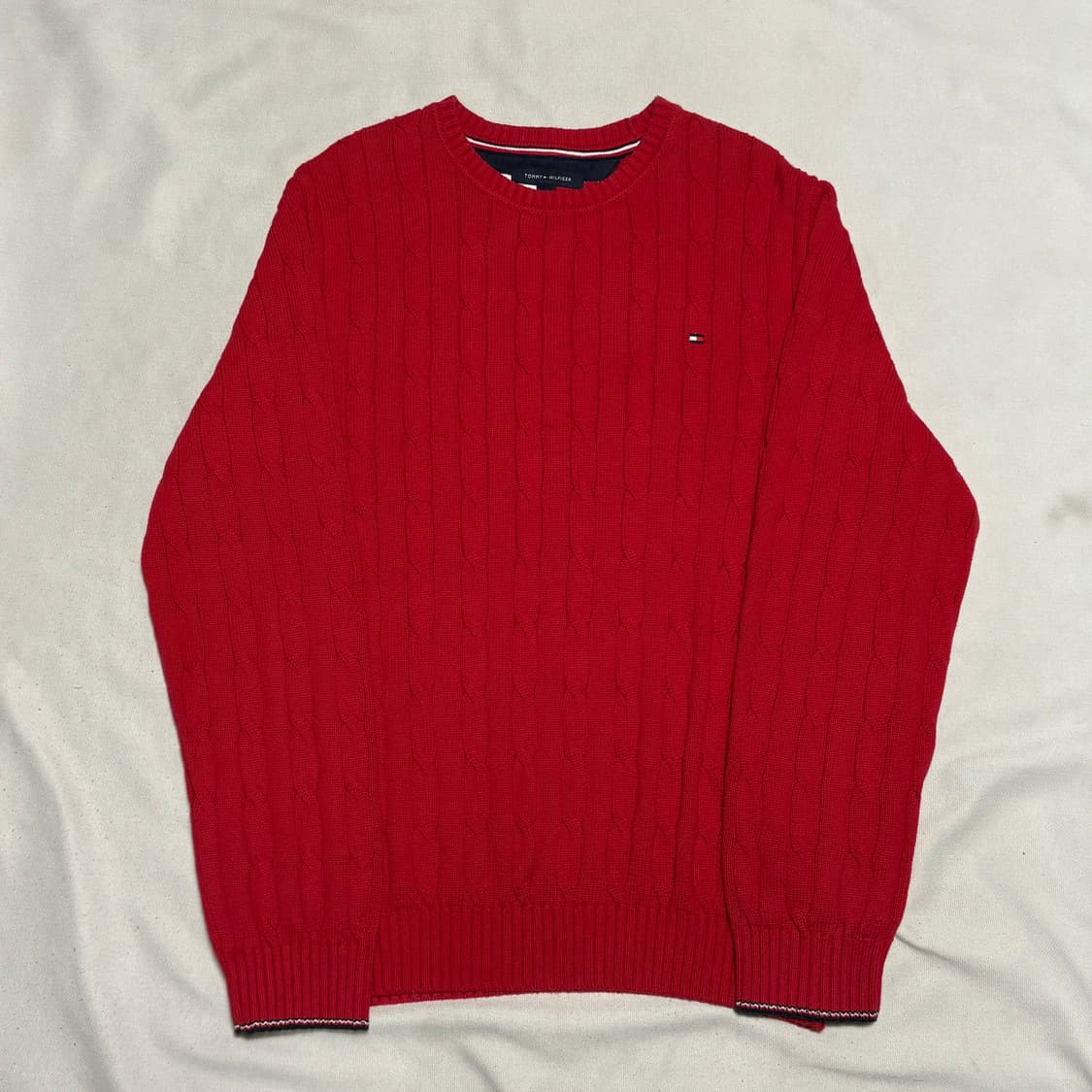 L 타미힐피거 레드 케이블 니트 상품이미지2