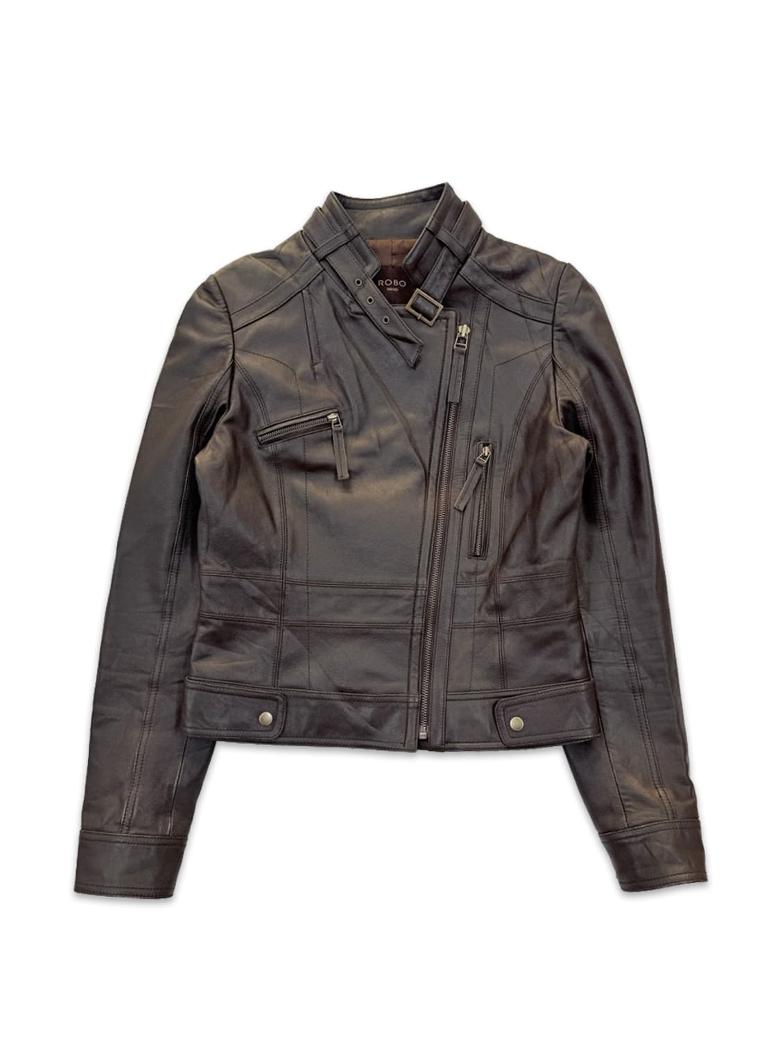 빈티지 ROBO 브라운 가죽 라이더 자켓 상품이미지1