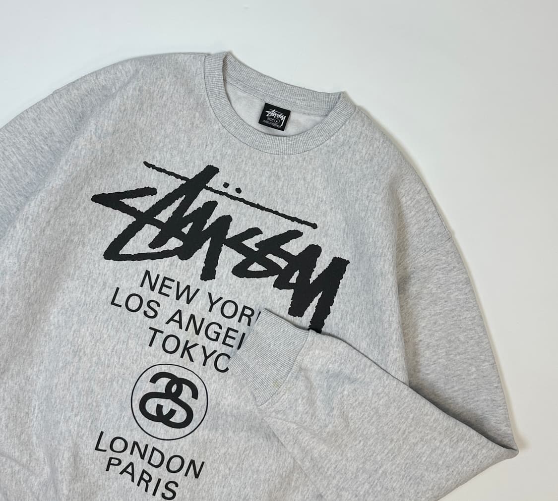 스투시 월드투어 크루넥 애쉬헤더 L 상품이미지2