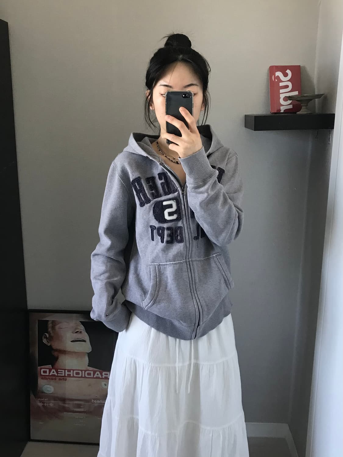 타미힐피거 자수 로고 그레이 후드집업 상품이미지2