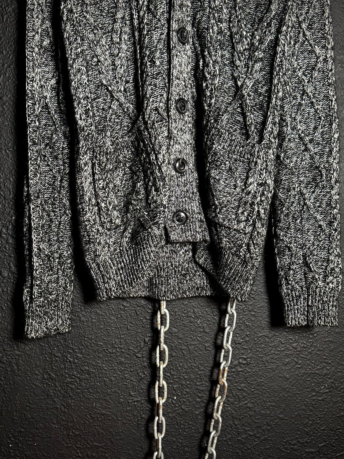 FUGA – Grey Cable Knit Shawl Cardigan 상품이미지4