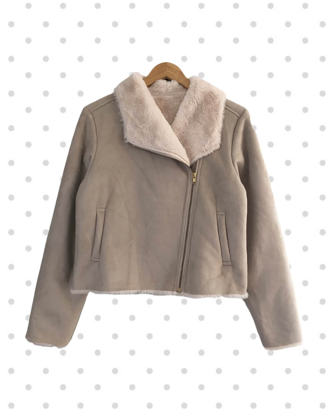 vintage fur trimmed rider jacket beige 상품이미지5