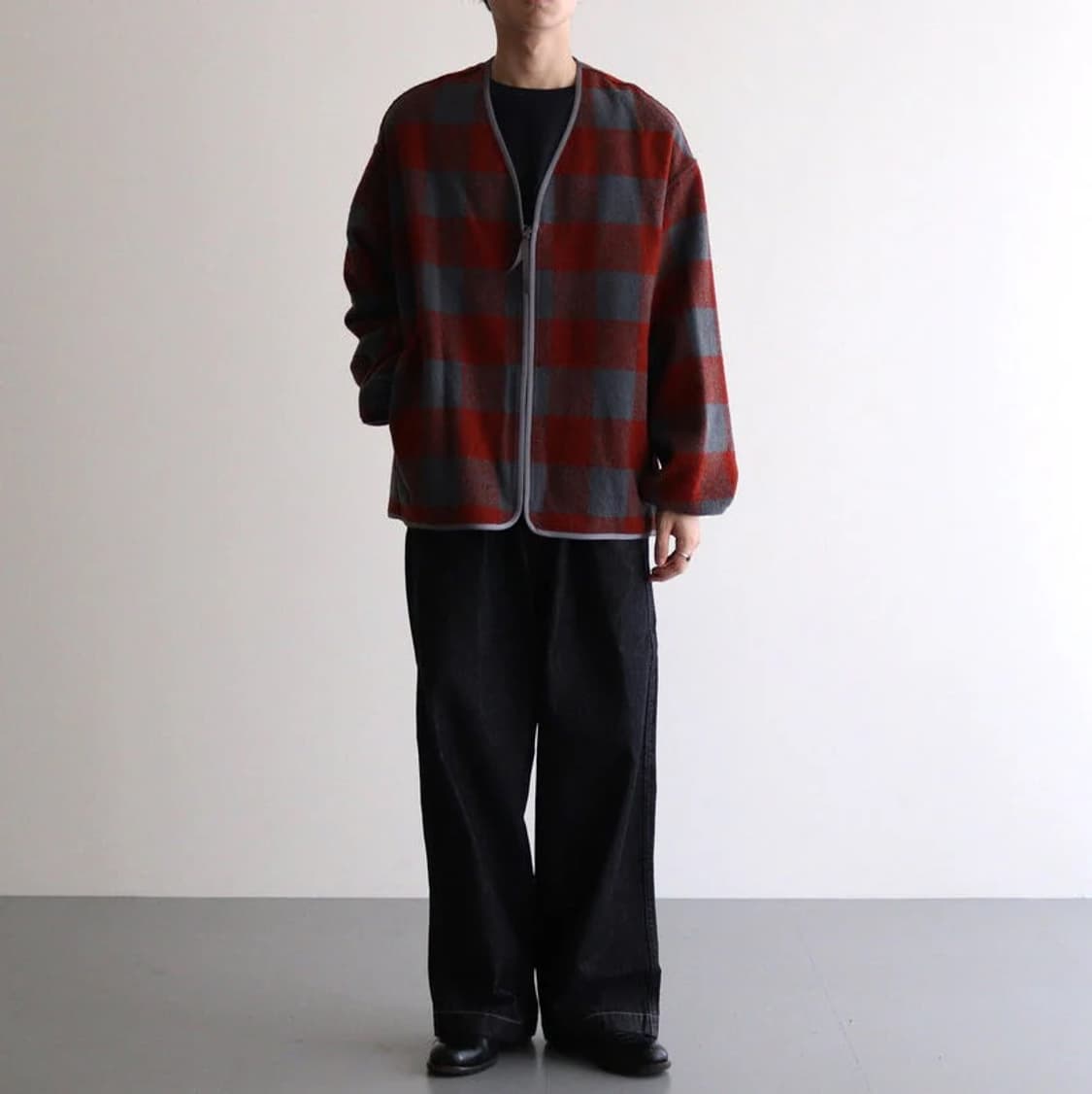 그라프페이퍼 트라이-스핀 루프 카디건 브릭 x 그레이 상품이미지5