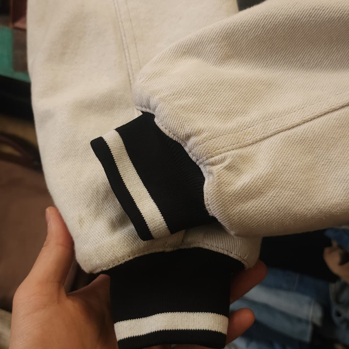 90s 빈티지 데님 바시티 자켓 봄버자켓 자수 M 상품이미지6