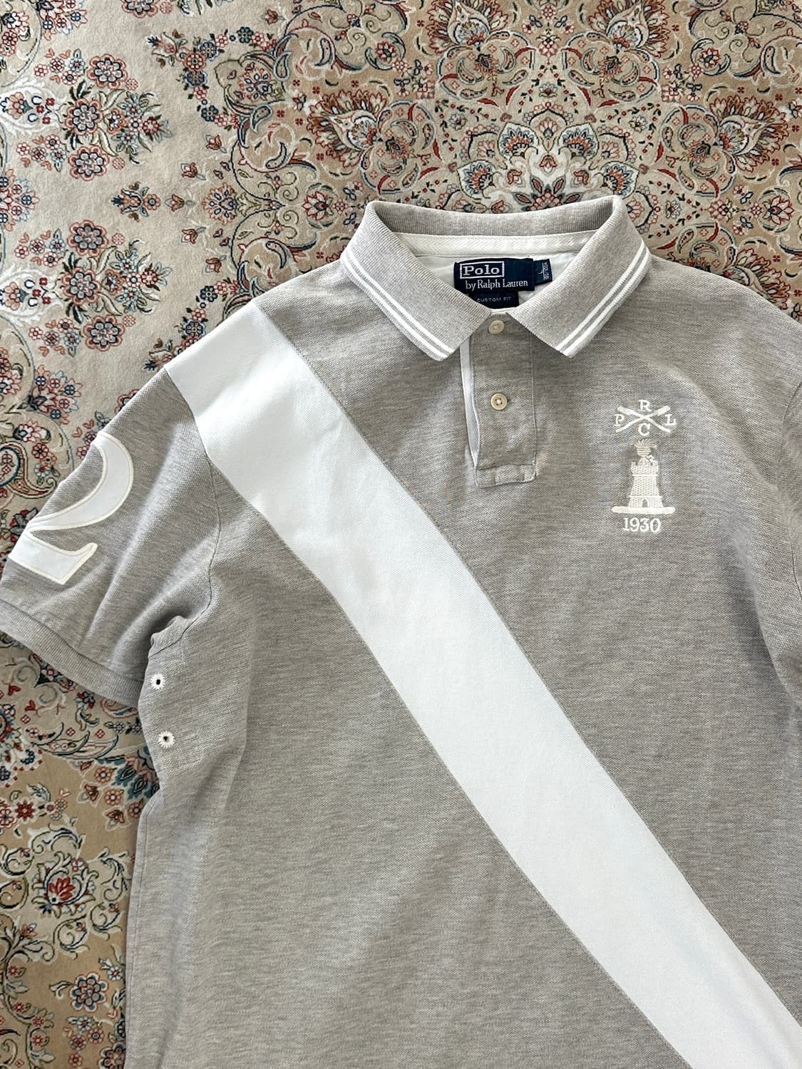 폴로 랄프로렌 그레이 배색 빅로고 카라티  상품이미지1