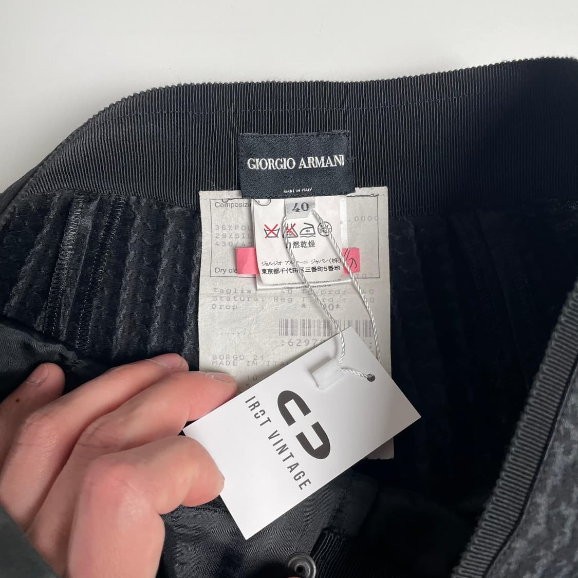 Giorgio armani 울실크 블렌드 하운드투스 체크 팬츠 상품이미지6