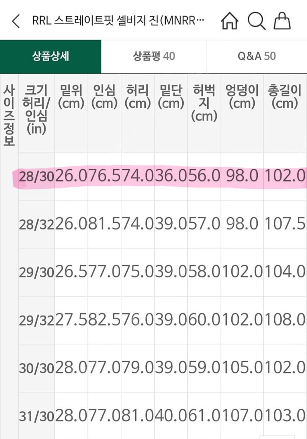 RRL 스트레이트 핏 원워시 28사이즈 상품이미지8