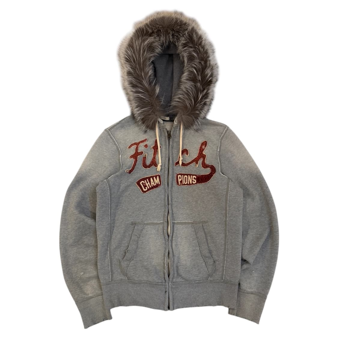 아베크롬비 빈티지 울프죠 퍼 후드집업 워시드 그레이 상품이미지1