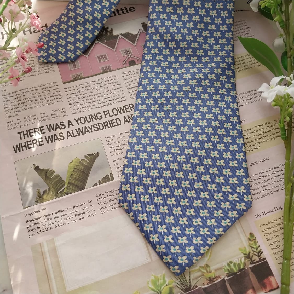 페라가모 실크 블루 플라워 패턴 넥타이 9.4cm A+등급 K1648
 상품이미지5