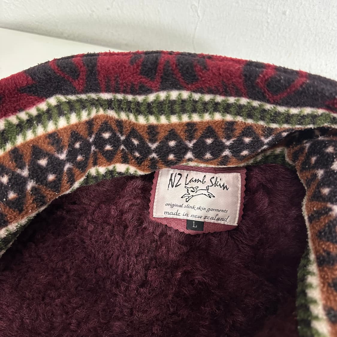 100 MADE IN NEWZEALAND 가죽배색 에스닉 후리스자켓 상품이미지4