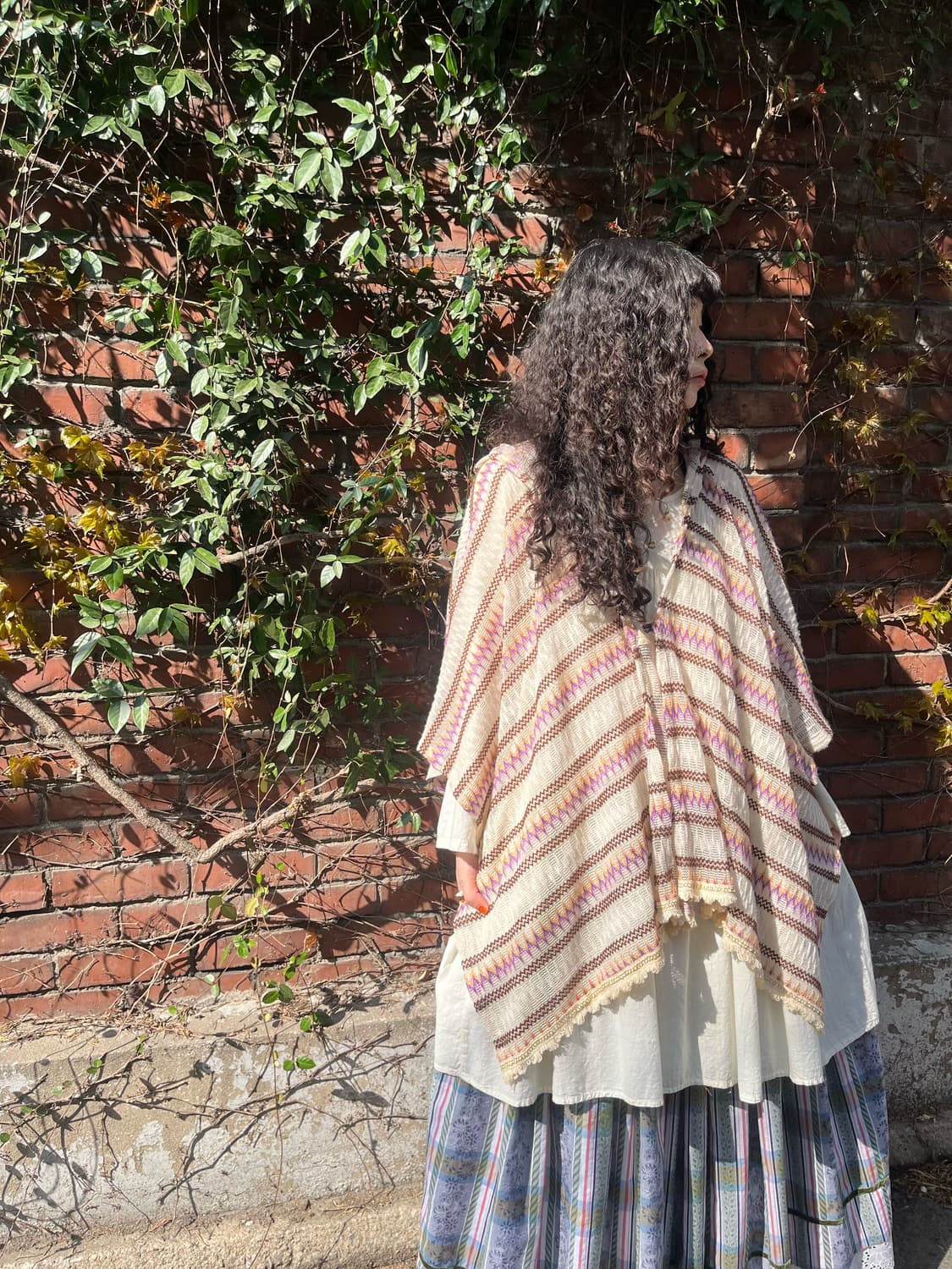 에스닉 그물 니트 후드 케이프 가디건 상품이미지2