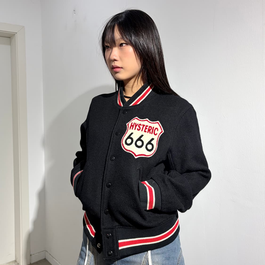 90s 히스테릭 글래머 Kinky 666 울 바시티 자켓 상품이미지1