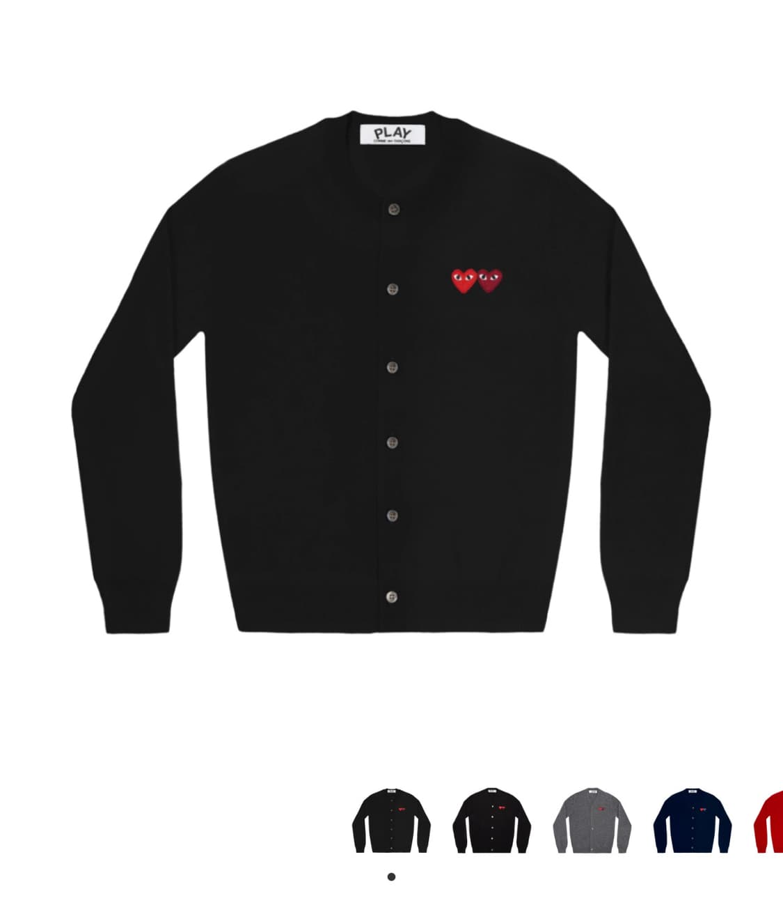 플레이 꼼데가르송 더블 하트 가디건 블랙 M 상품이미지1